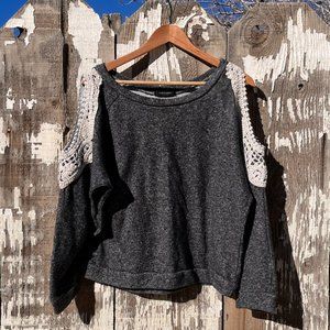 Slouchy sweatshirt with BoHo shoulder detail